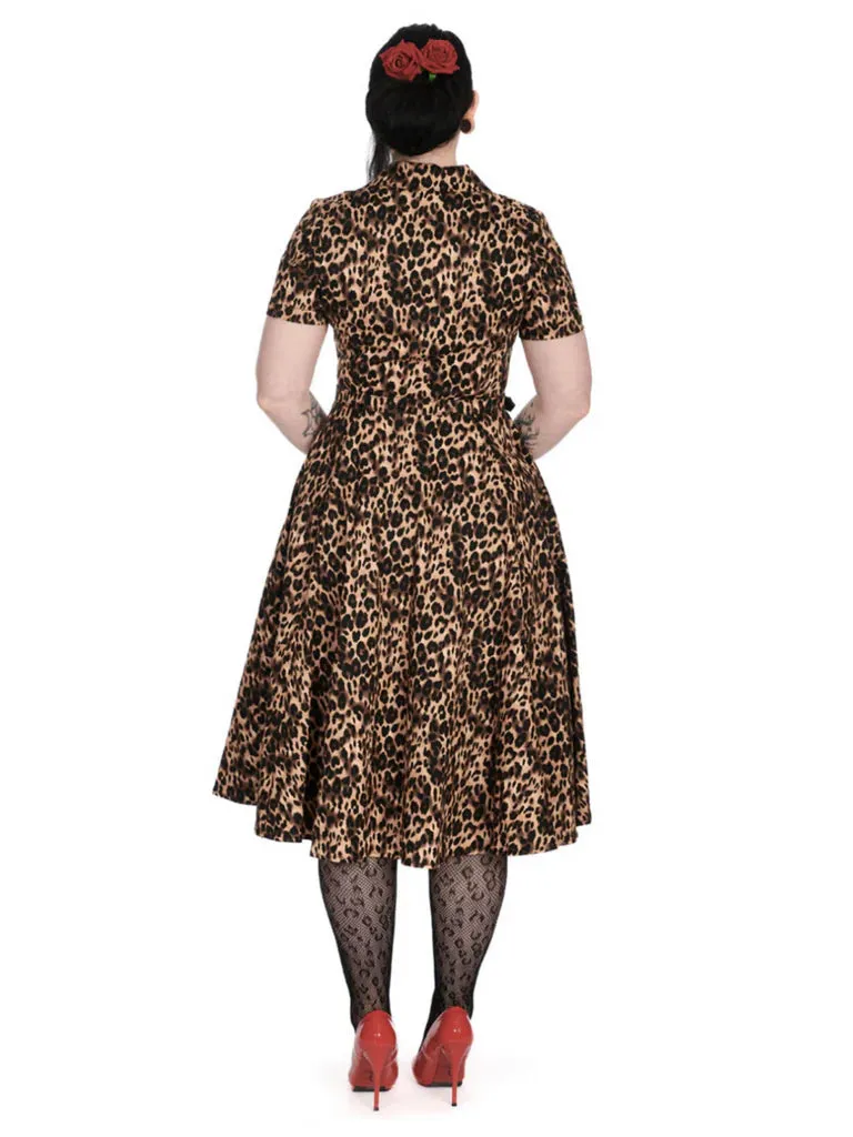 Banned Cheetah Girl Shirt Swing Dress with Matching Belt in Leopard Print