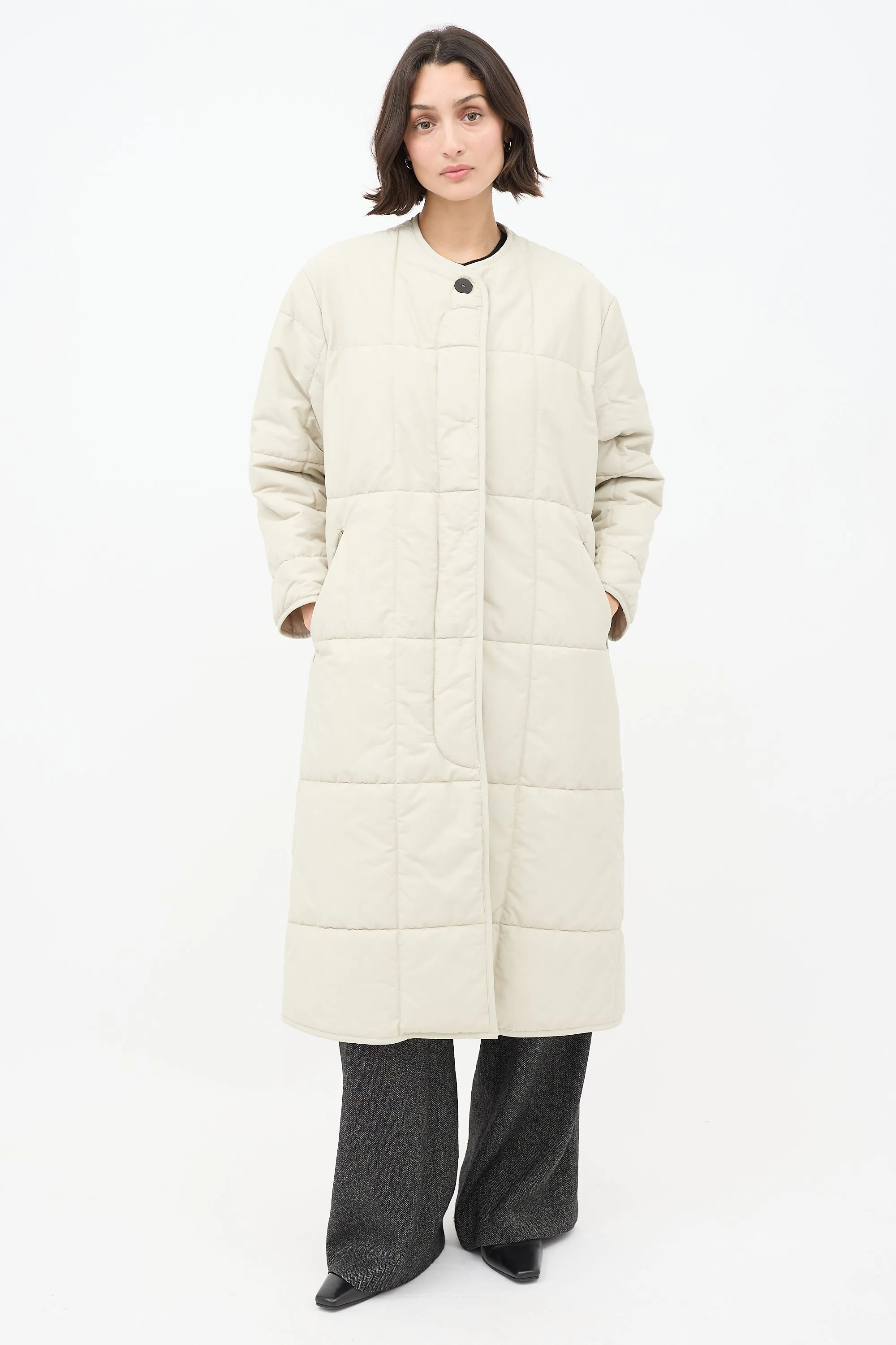 Beige Cotton Down Plume Scarf & Piper Coat