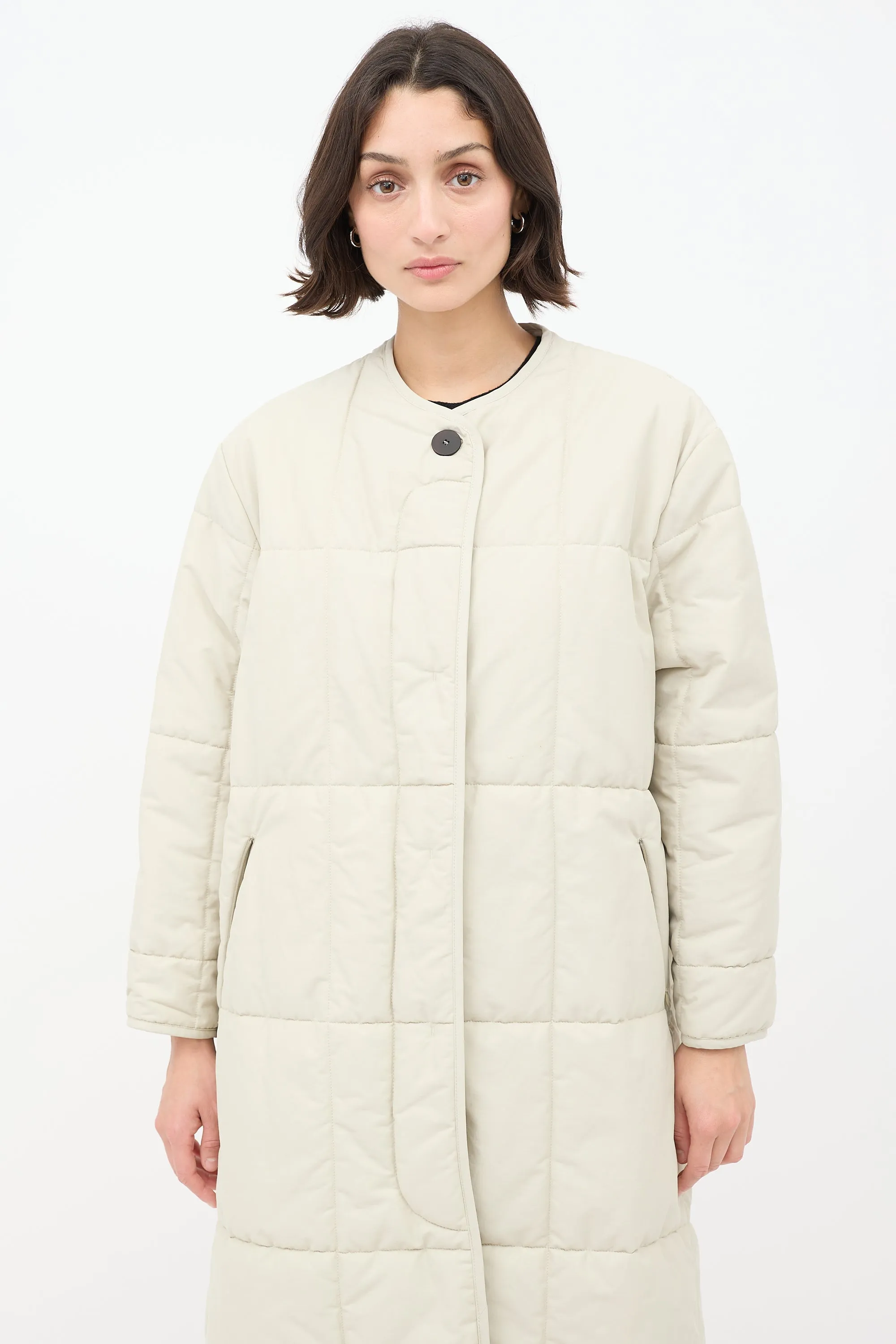 Beige Cotton Down Plume Scarf & Piper Coat