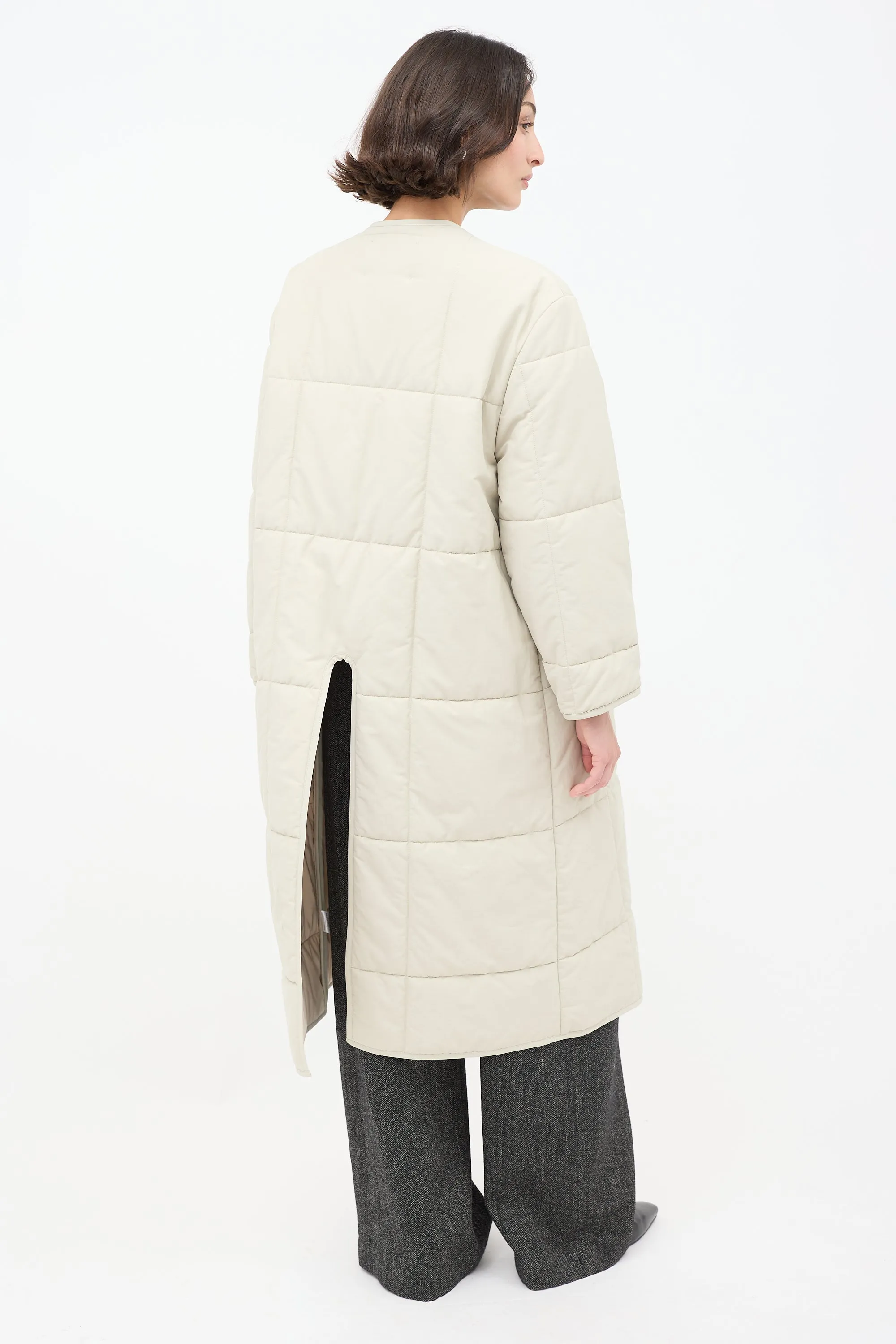 Beige Cotton Down Plume Scarf & Piper Coat