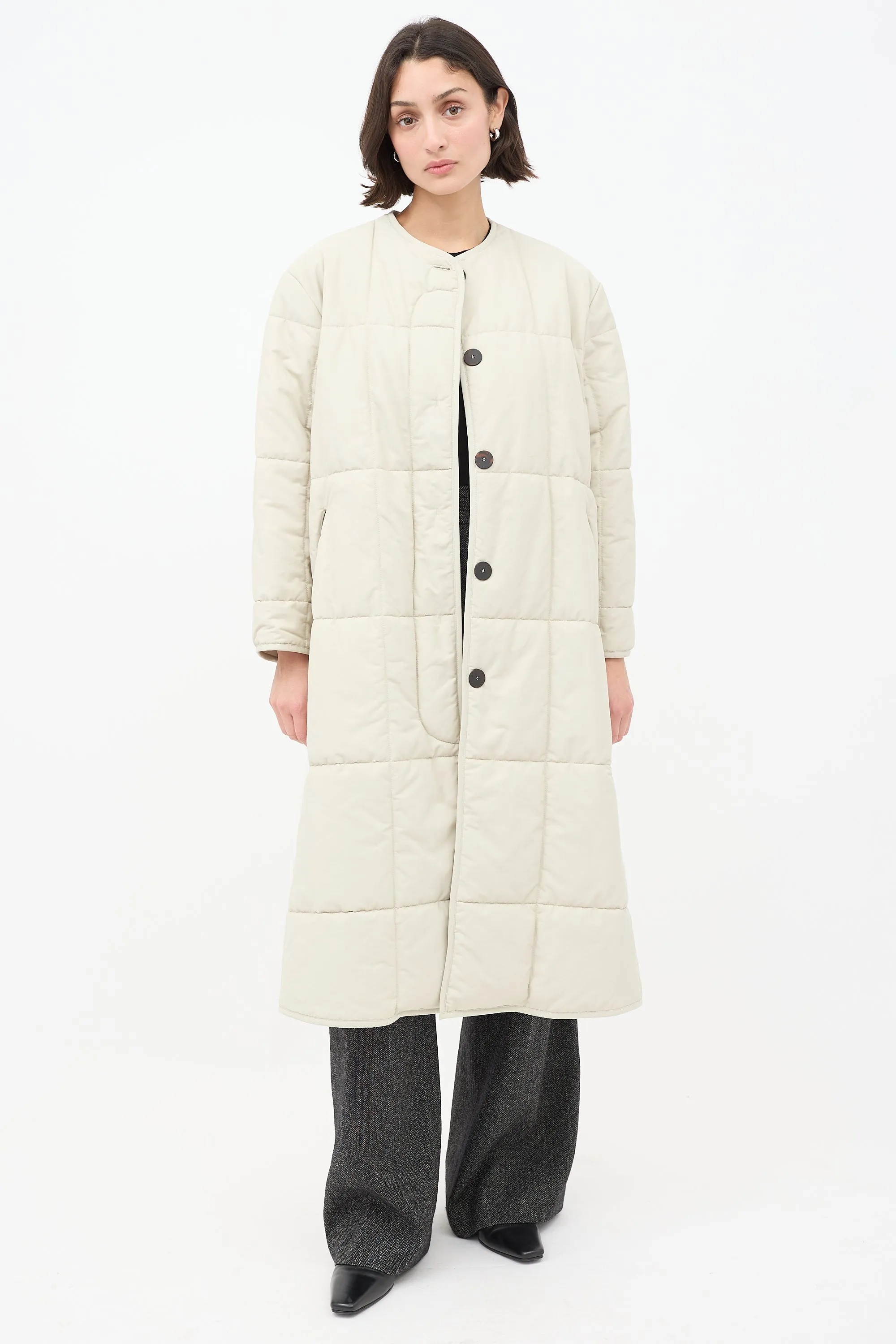 Beige Cotton Down Plume Scarf & Piper Coat