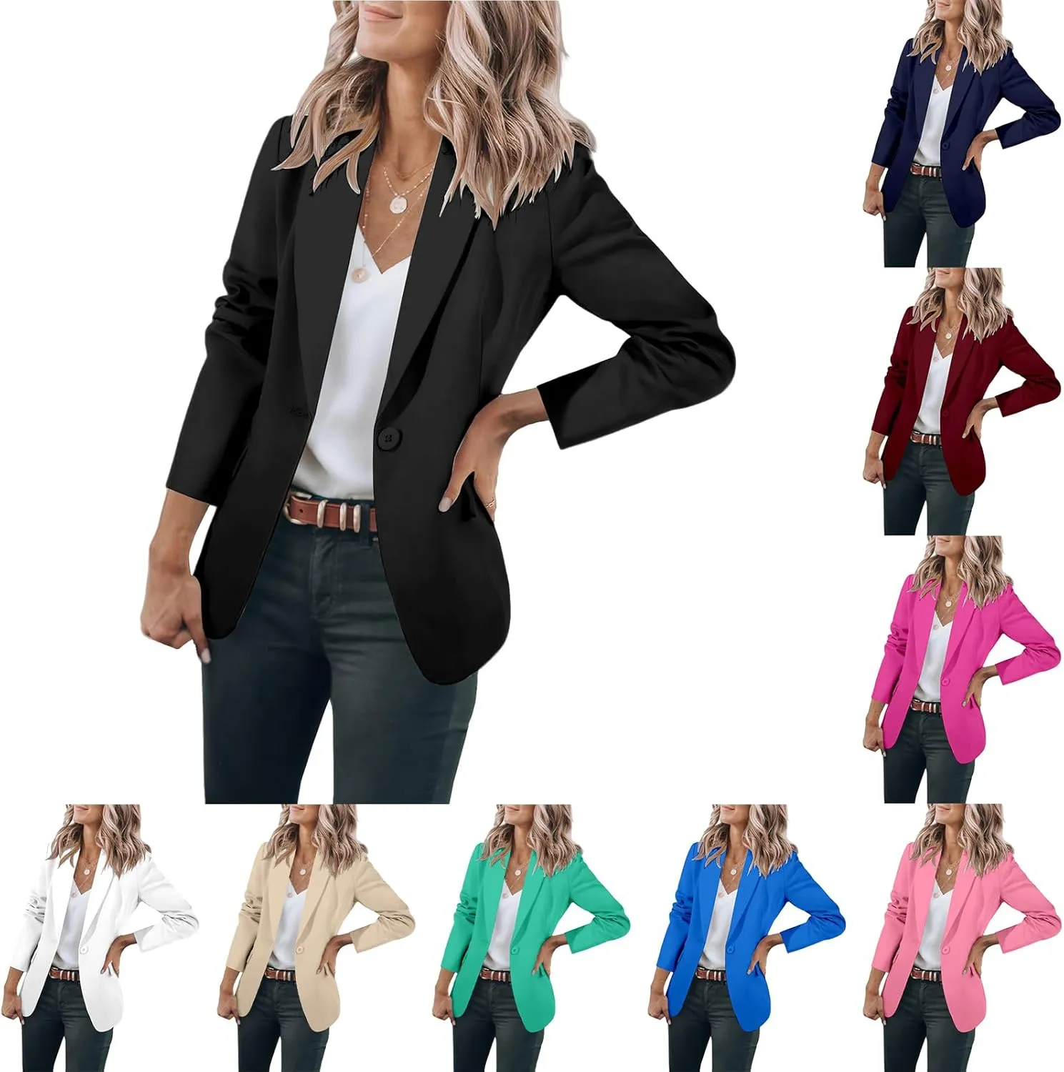 Blazers for Women Business Casual Open Front Long Sleeve Notch Lapel Office Blazer Jacket Work Office Suit Jackets Top
