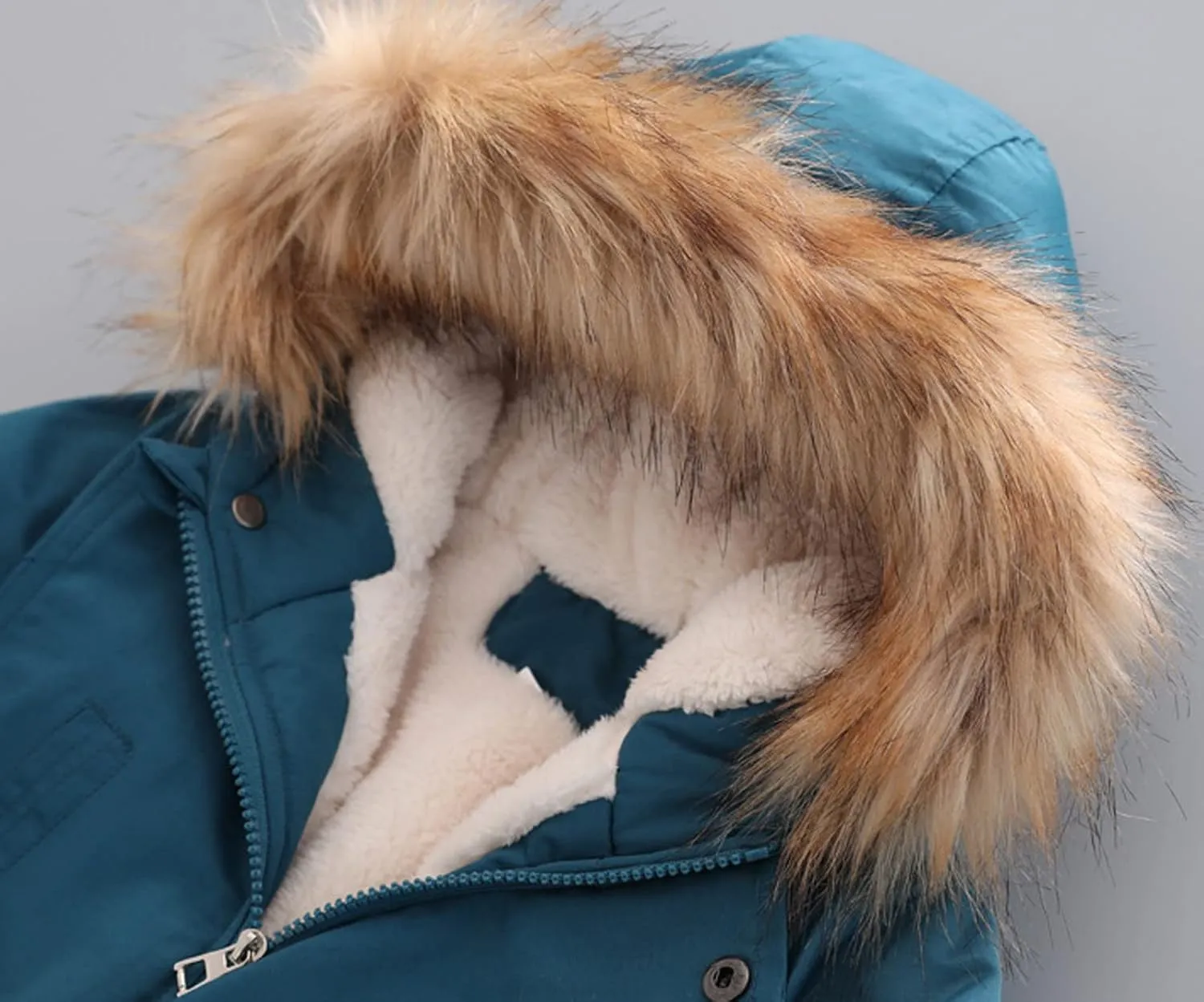 Boys and Toddler's Winter Coat Fleece Lined Long Puffer Jacket Insulated Parka with Faux Fur Collar Hooded Down Coat