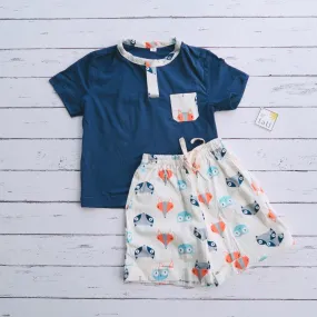 Caper Top & Shorts in Little Fox and Navy Stretch