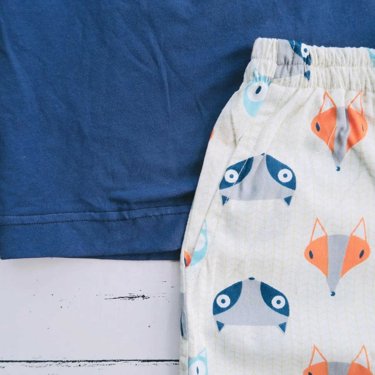 Caper Top & Shorts in Little Fox and Navy Stretch