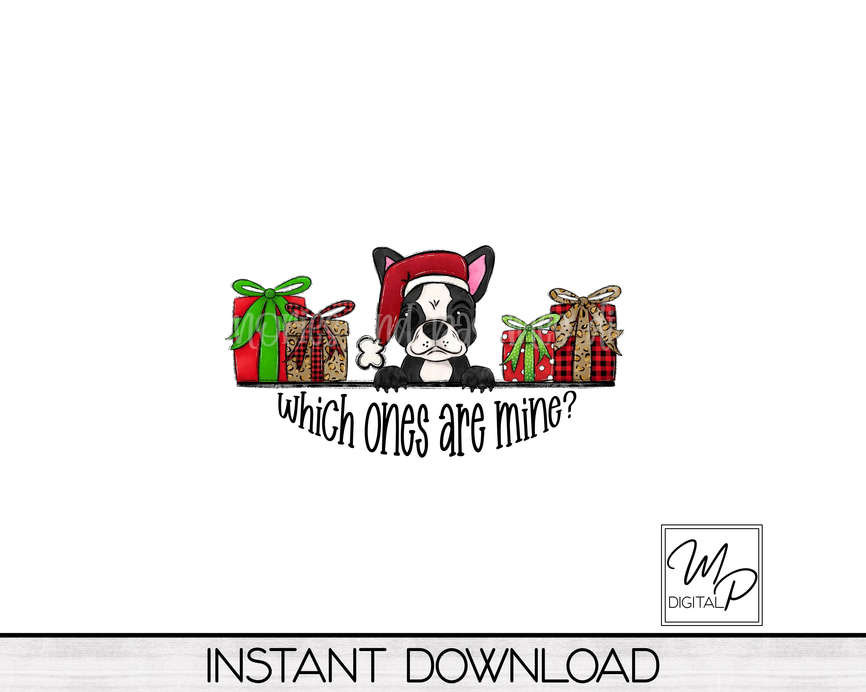 Christmas Boston Terrier Tree Skirt Sublimation Design - Commercial Use