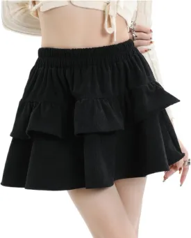 Corduroy Skirt Women Bubble Skirt Y2k Mini Skirt with Shorts Puffy Skirt Preppy Clothes Fall Aesthetic