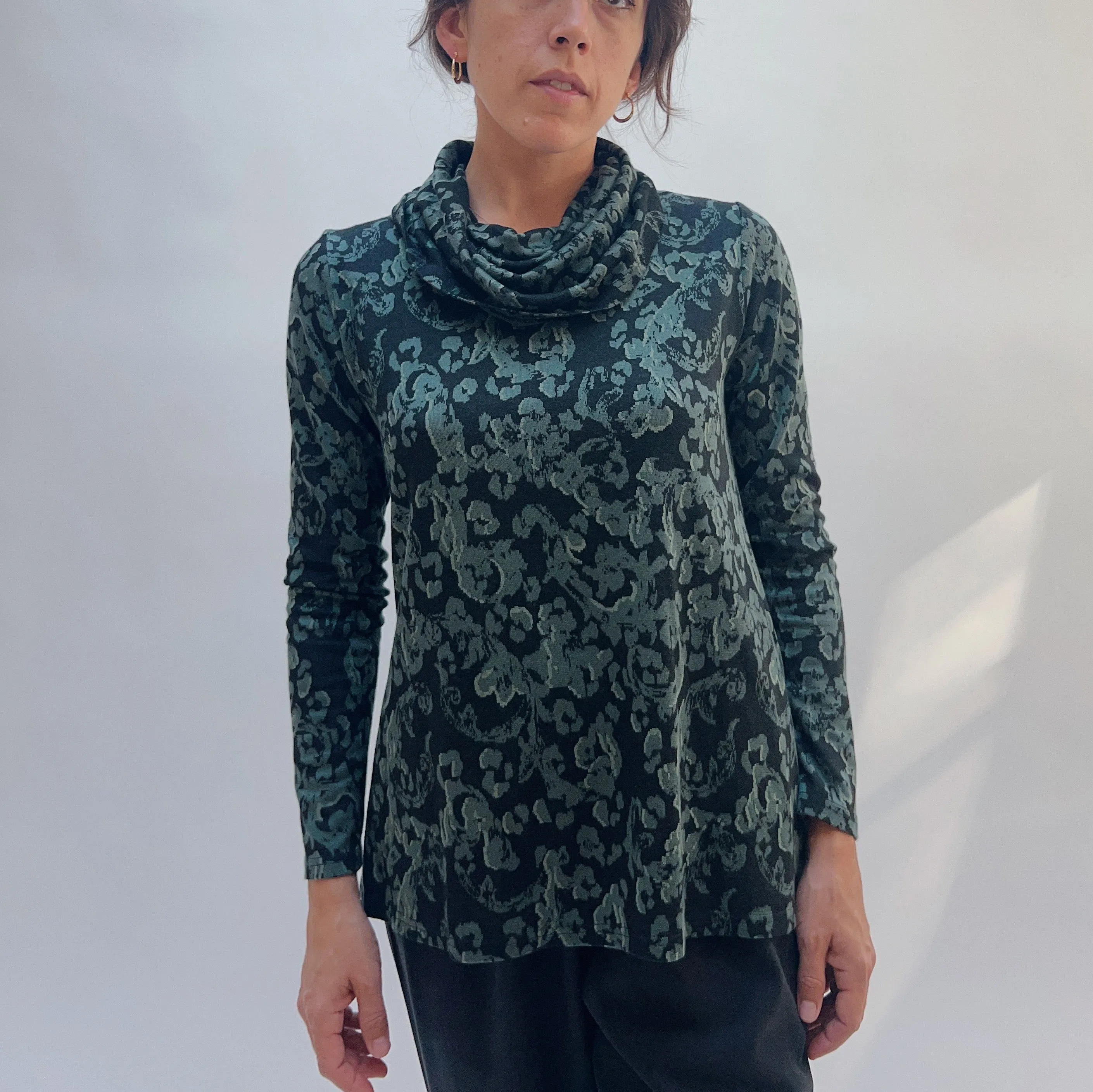 Cut Loose | Fleur De Lis Cowl Neck Pullover in Myrtle