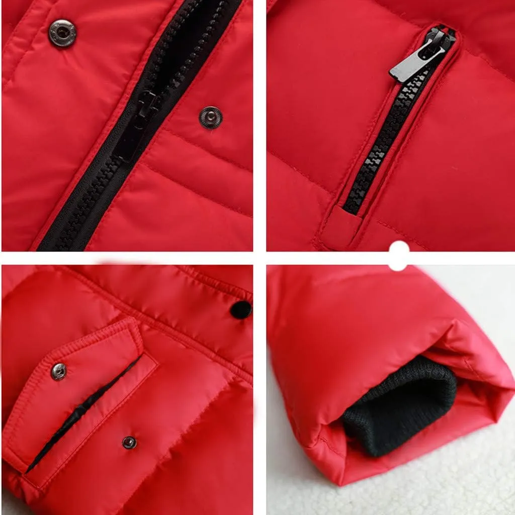 EnJoCho Baby Toddler Boy Girls Down Parka Removable Hooded Winter Coat Spring Puffer Jacket Long Padded Overcoat Down Coat