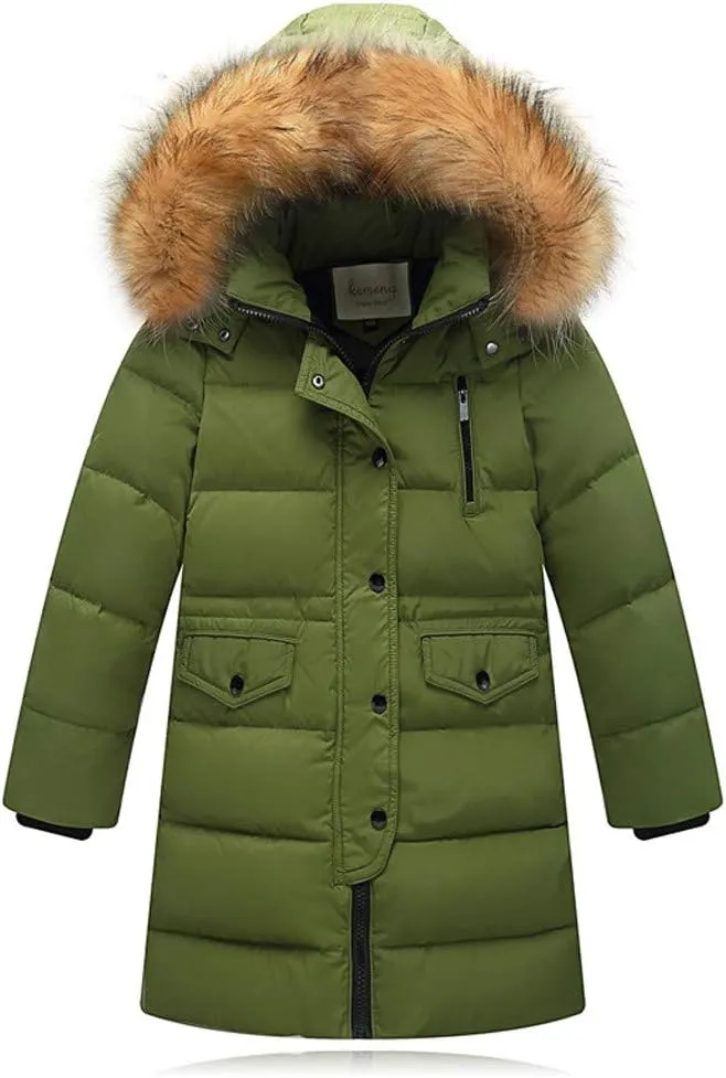 EnJoCho Baby Toddler Boy Girls Down Parka Removable Hooded Winter Coat Spring Puffer Jacket Long Padded Overcoat Down Coat