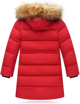 EnJoCho Baby Toddler Boy Girls Down Parka Removable Hooded Winter Coat Spring Puffer Jacket Long Padded Overcoat Down Coat