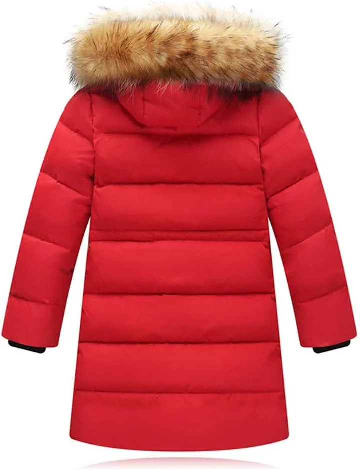 EnJoCho Baby Toddler Boy Girls Down Parka Removable Hooded Winter Coat Spring Puffer Jacket Long Padded Overcoat Down Coat