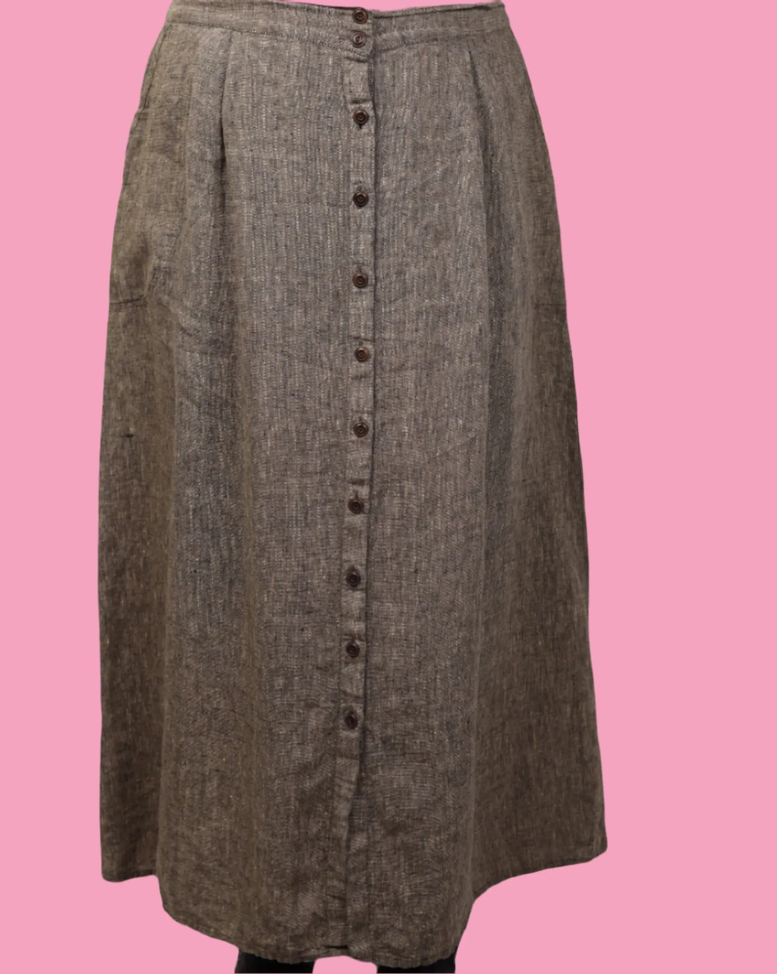 Flax, Green Linen Maxi Skirt 1990s