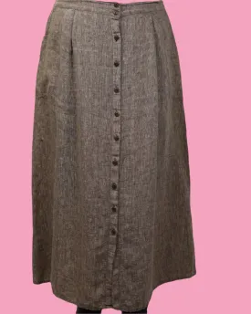 Flax, Green Linen Maxi Skirt 1990s