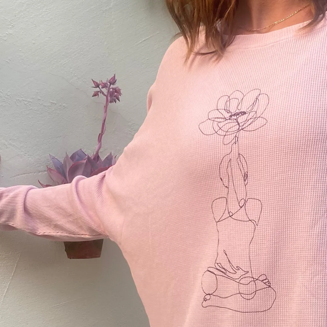 Premium Thermal Lotus Flower Printed Crew Neck Sweatshirt.