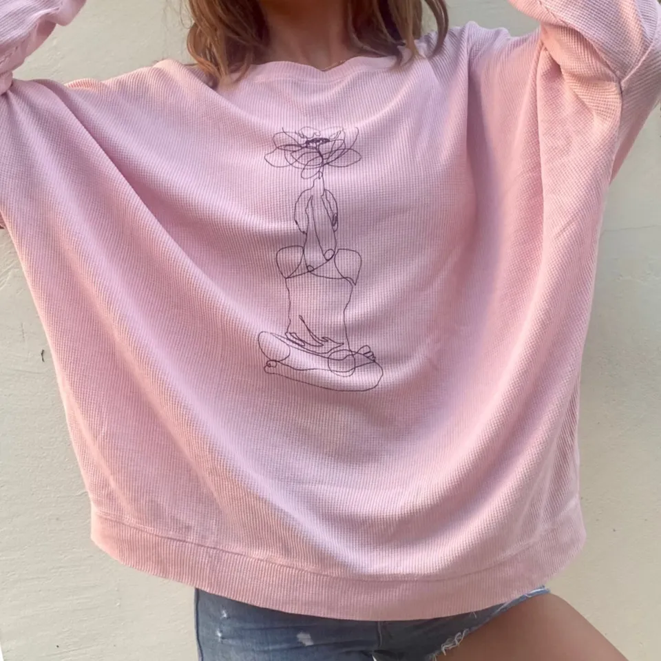Premium Thermal Lotus Flower Printed Crew Neck Sweatshirt.