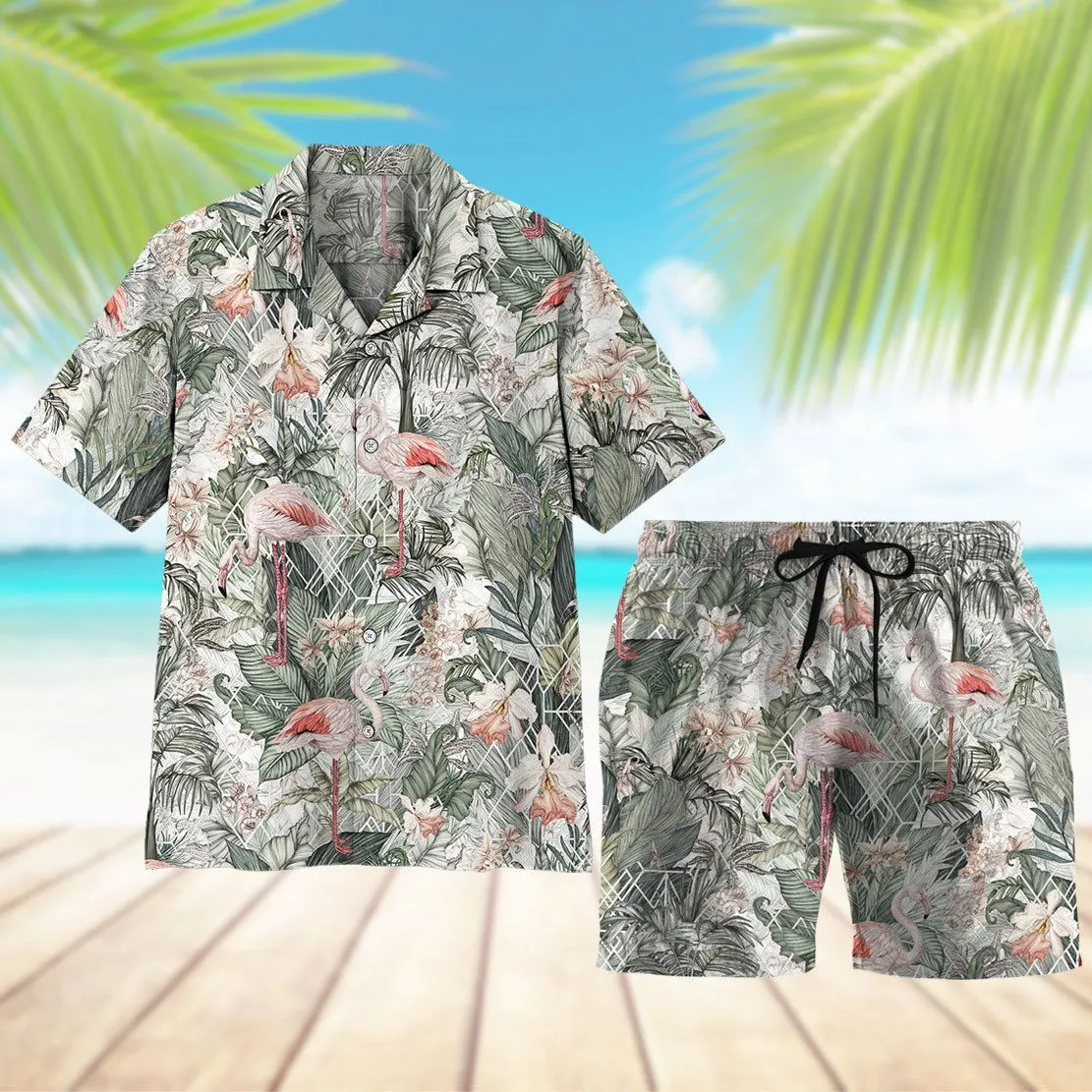 Gearhuman 3D Flamingos Tropical Jungle Hawaii Shirt
