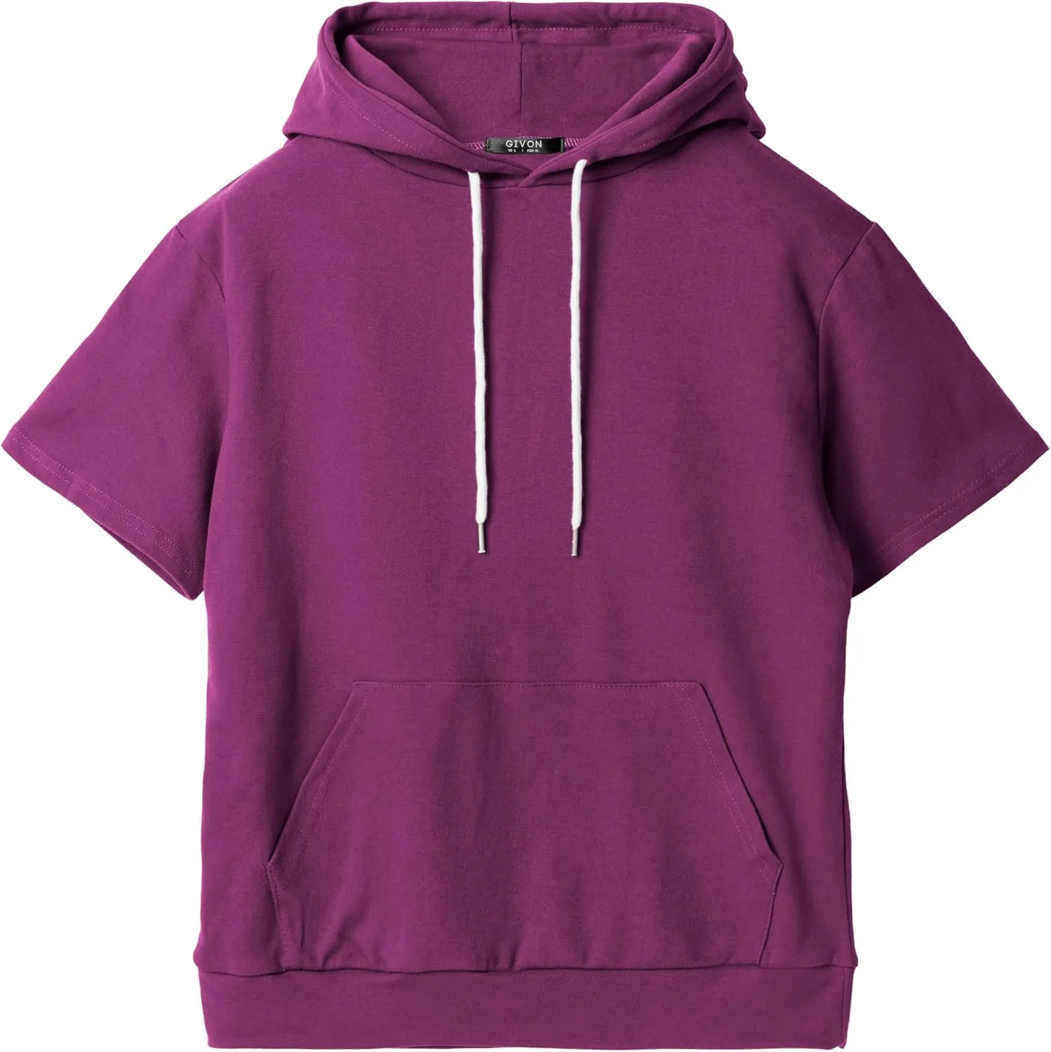 GIVON Women's Comfortable Short Sleeve Hoodie Pullover Hooded Sweatshirt with Kangaroo Pocket