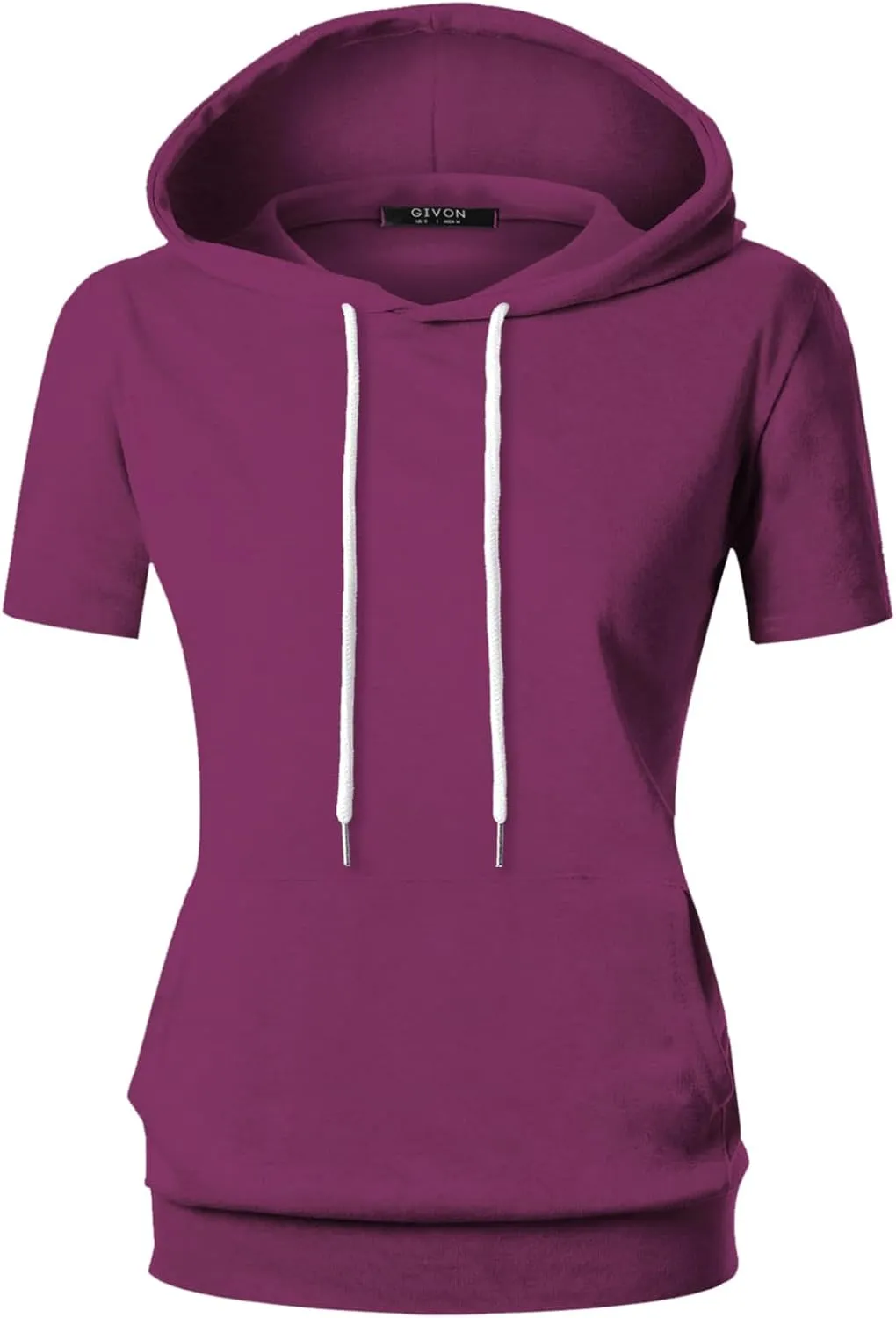 GIVON Women's Comfortable Short Sleeve Hoodie Pullover Hooded Sweatshirt with Kangaroo Pocket