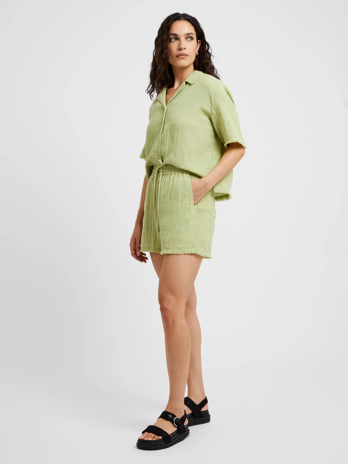 Great Plains Fray Edge Detail Shorts-Kiwi-J9WAA