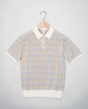 Optimized Title: G.R.P. Firenze Ecru & Orange Cotton-Linen Blend Polo Shirt