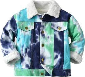 Hotmiss Toddler Baby Boys Girls Fleece Lined Denim Jacket Thicken Kids Fleece Jean Jacket Coat Winter Outwear