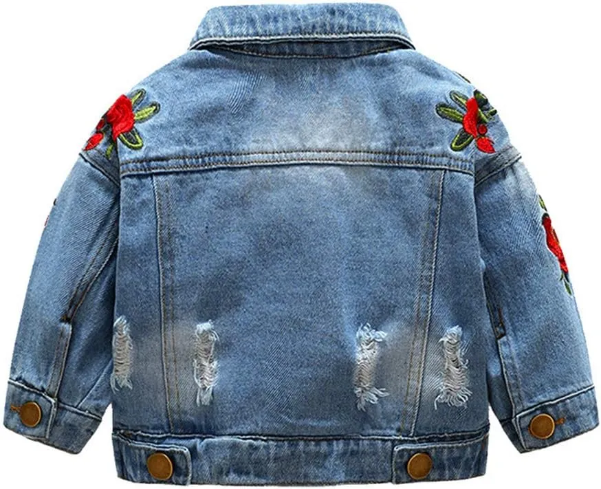 IDOPIP Toddler Kid Baby Boys Girls Denim Jacket Long Sleeve Button Down Jeans Coat Cowboy Overcoat Hoodie Casual Outwear