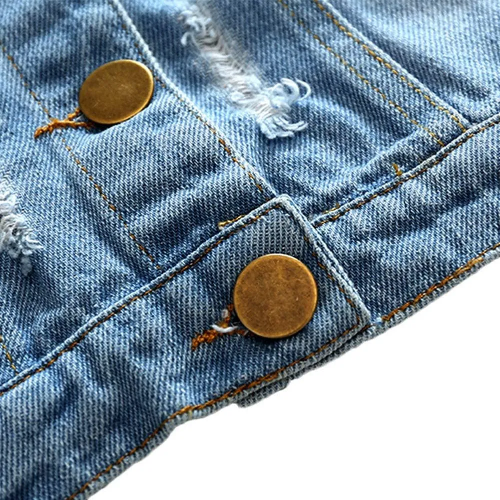 IDOPIP Toddler Kid Baby Boys Girls Denim Jacket Long Sleeve Button Down Jeans Coat Cowboy Overcoat Hoodie Casual Outwear