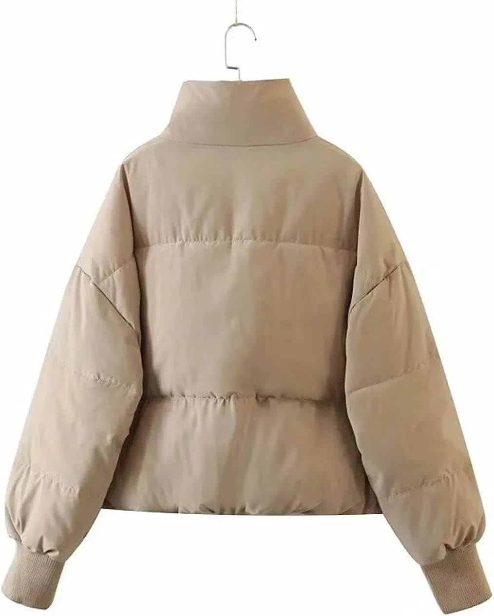 InterNos Women's Winter Stand Collar Zip Puffer Jacket Baggy Short Padded Down Coats