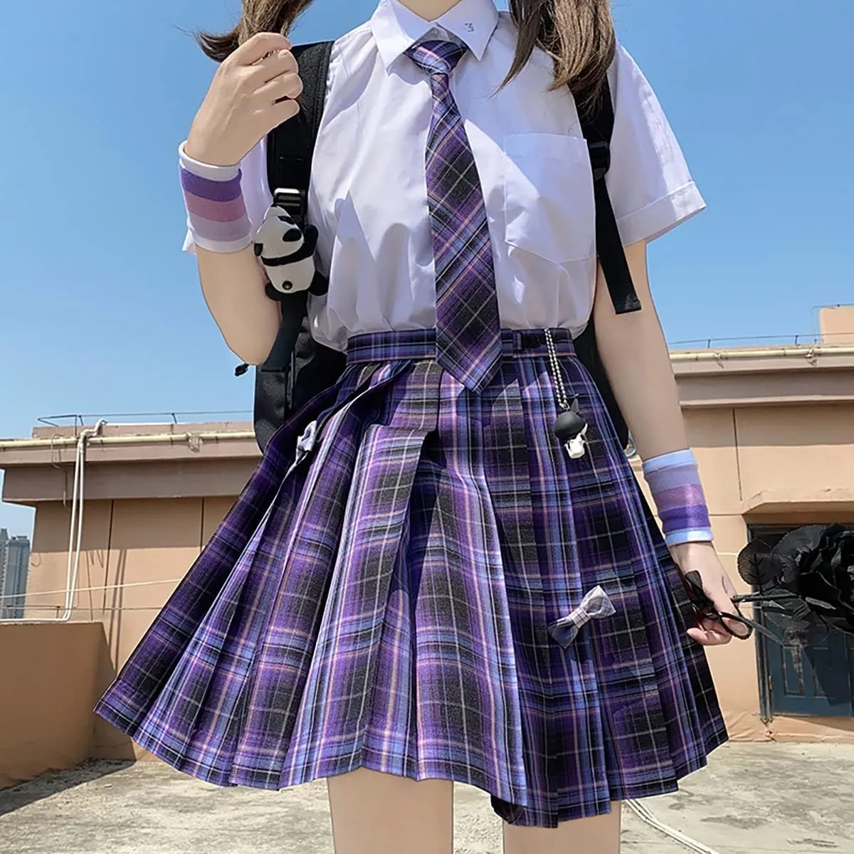 Japanese Pleated Skirt Mini Skirt Women's Summer Plaid Skirt high Waist White Pink Skirt A-Line Uniform Mini Skirt
