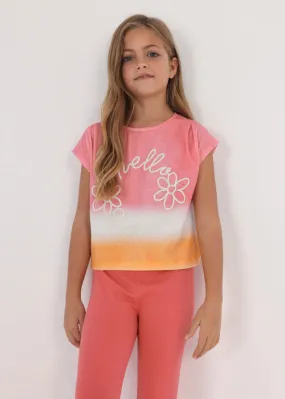 Mayoral 6055 031 - Coral Tie Dye Short Sleeve T-Shirt