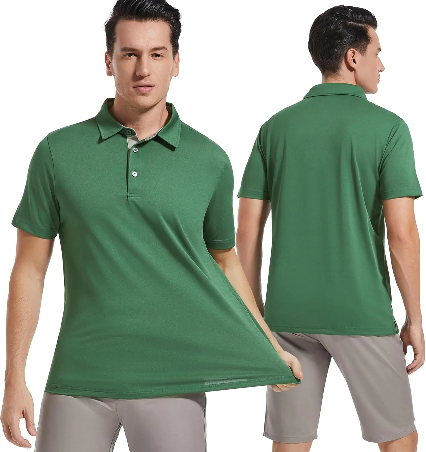 Mens Golf Shirt Short Sleeve Moisture Wicking Dry Fit Performance Solid Casual Pique Collared Golf Polo Shirts for Men