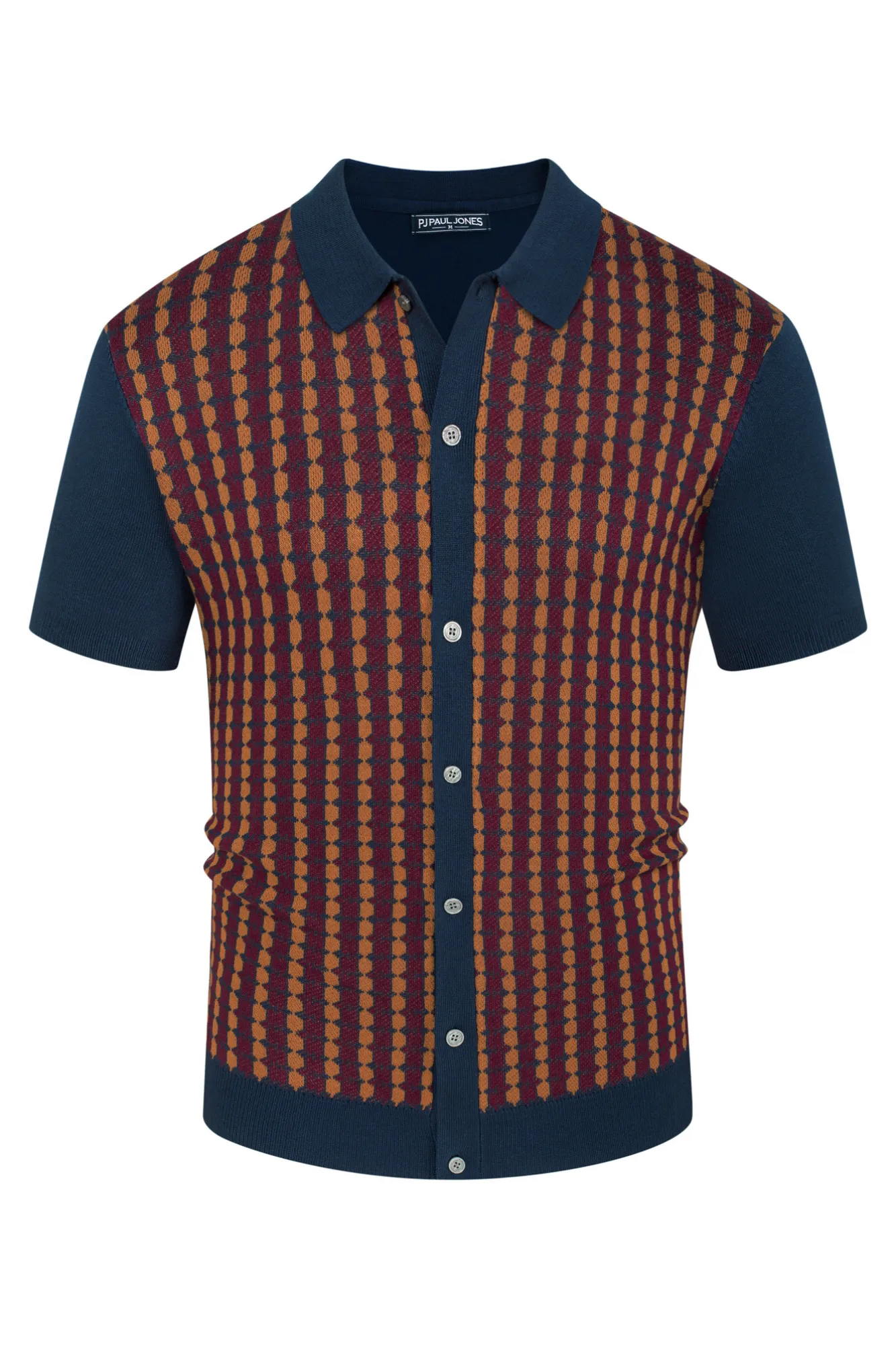 Mens Polo Shirt Short Sleeve Vintage Contrast Button Down Knitted Polo Cardigan Shirts