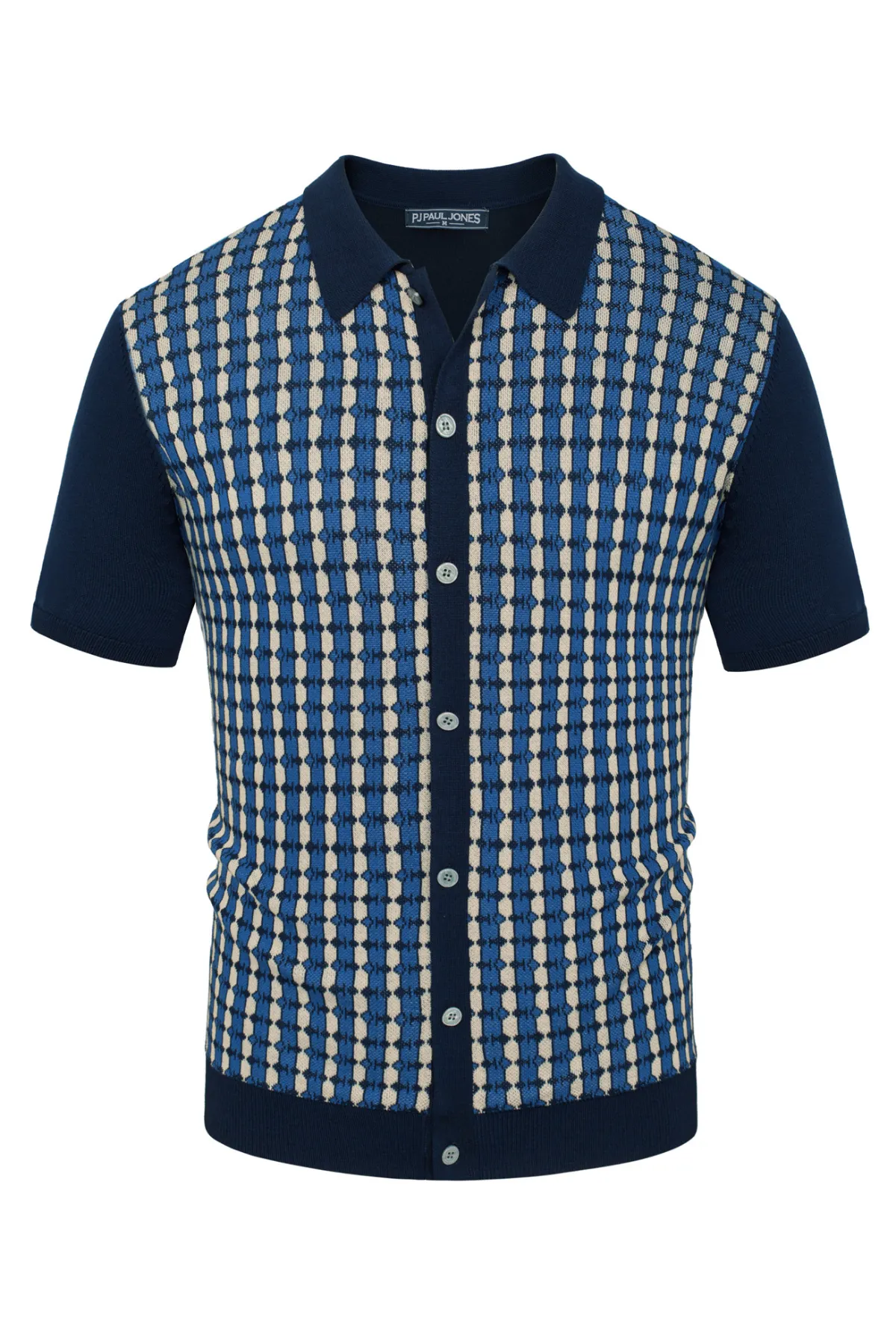Mens Polo Shirt Short Sleeve Vintage Contrast Button Down Knitted Polo Cardigan Shirts