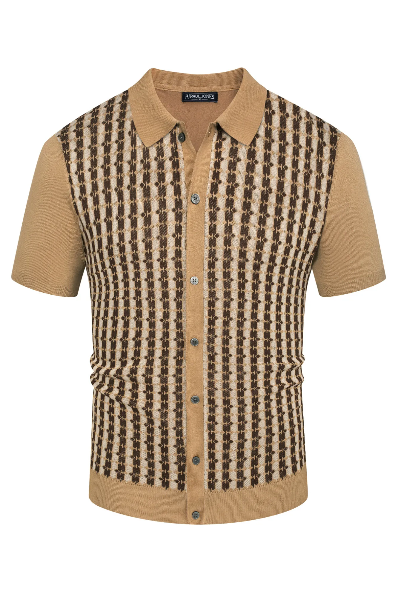 Mens Polo Shirt Short Sleeve Vintage Contrast Button Down Knitted Polo Cardigan Shirts