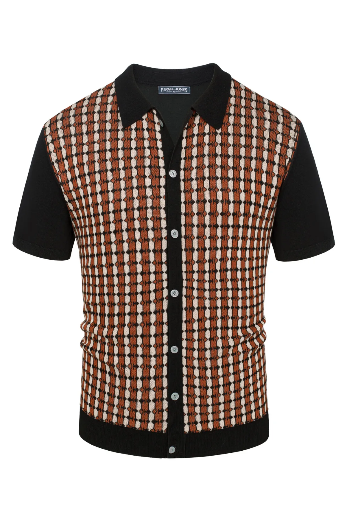 Mens Polo Shirt Short Sleeve Vintage Contrast Button Down Knitted Polo Cardigan Shirts