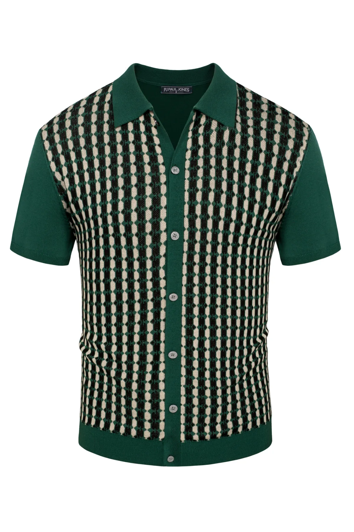 Mens Polo Shirt Short Sleeve Vintage Contrast Button Down Knitted Polo Cardigan Shirts