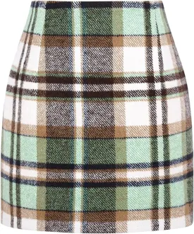 Plaid Skirts for Women Fall High Waisted Wool Bodycon Mini Skirt Casual Trendy Tweed Pencil Skirt A Line Skirt