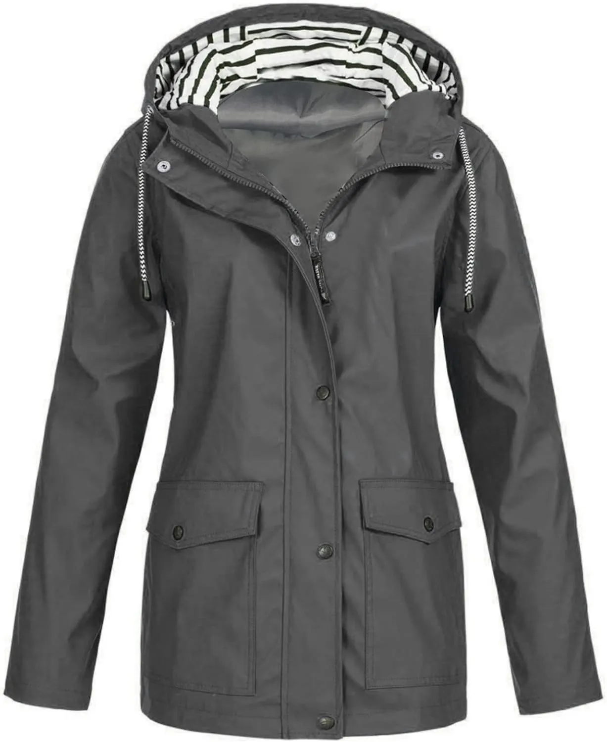 Rain Coats for Women Plus Size Waterproof Hoodie Jacket Windproof Windbreaker Lightweight Raincoat Drawstring Pockets