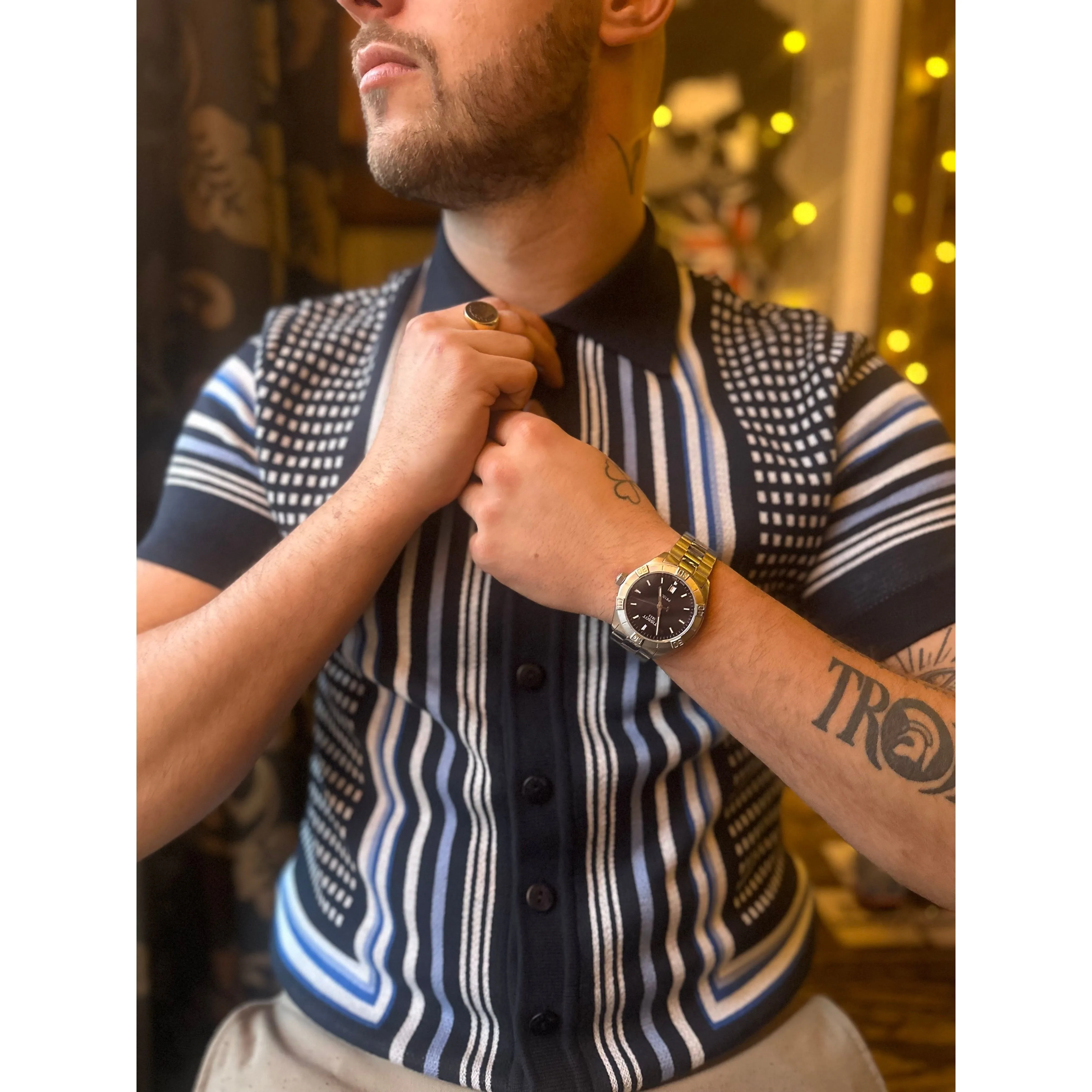 Ska & Soul Fine Gauge Jacquard Knitted Polo Shirt - SS/2528