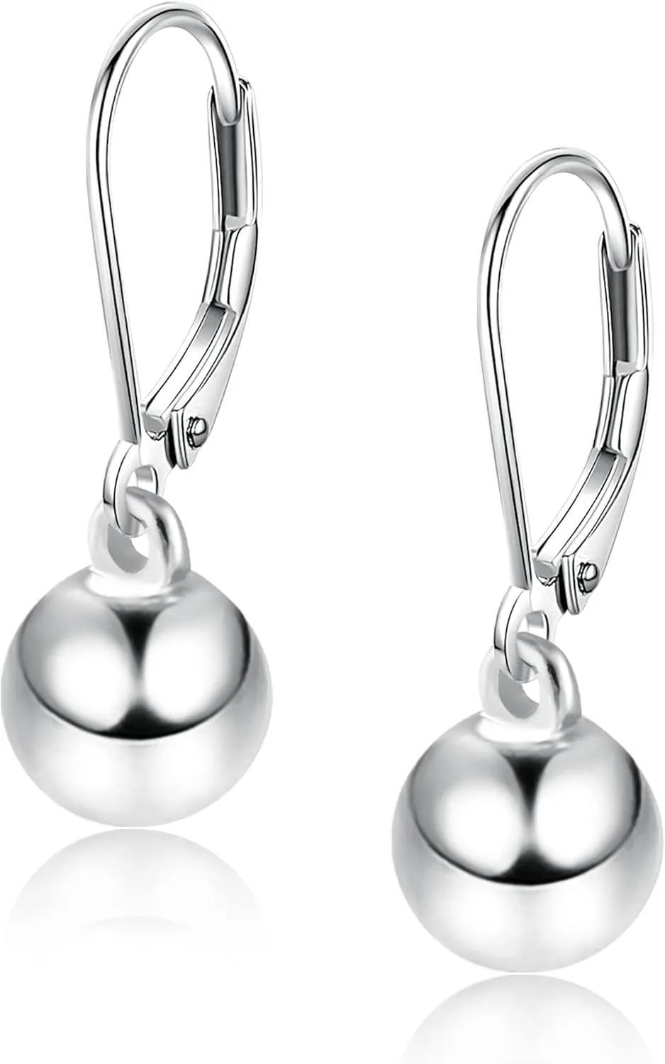 Sterling Silver Drop Ball Earrings for Women Girls Leverback Dangle Drop Earrings Fashion Hypoallergenic Jewelry