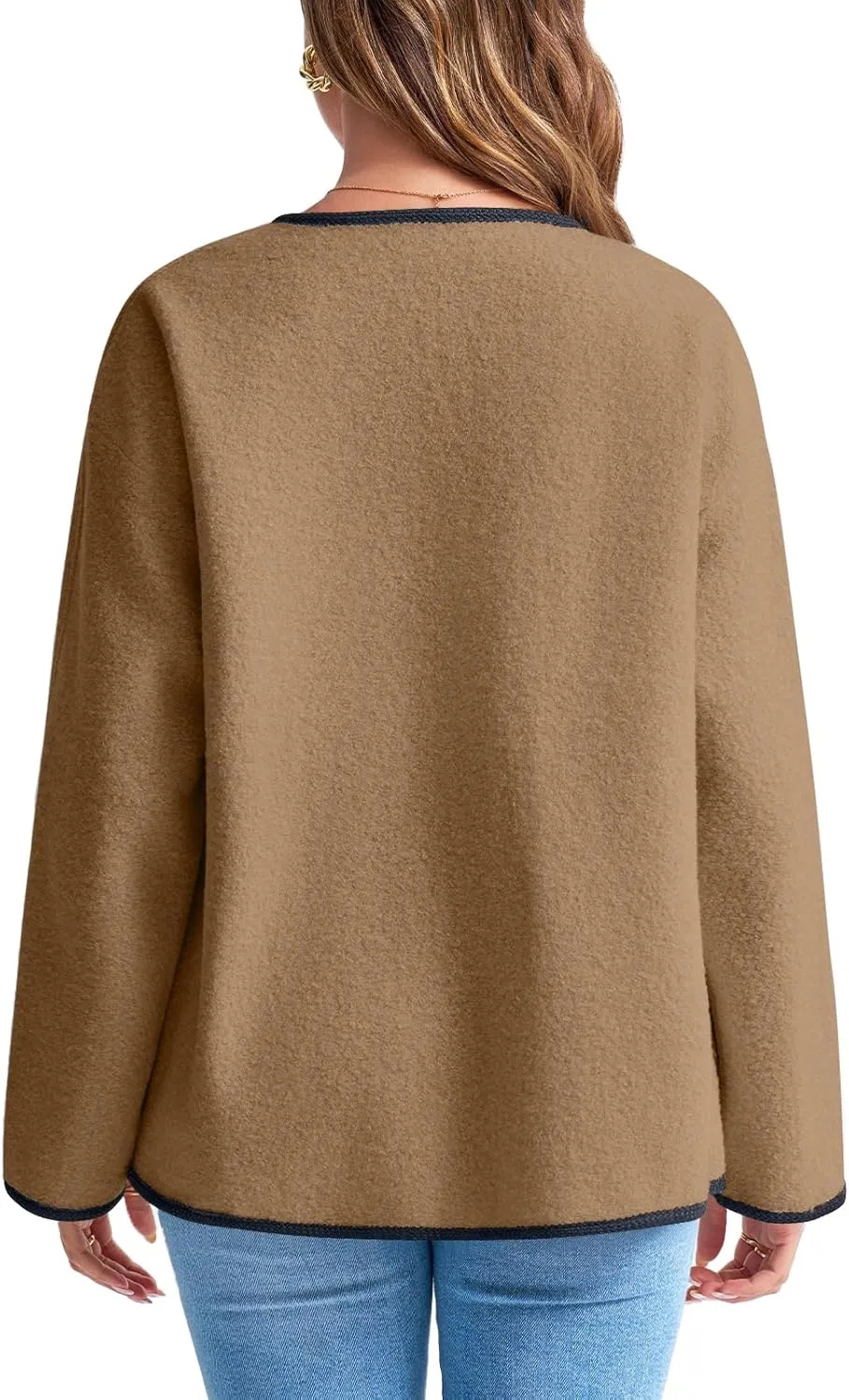 Tankaneo Womens Fuzzy Fleece Jackets Winter Button Down Faux Fur Coat Sherpa Outerwear with Pockets