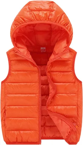 Toddler Baby Boys Girls Solid Color Light Puffer Down Vest Coat Sleeveless Hoodie Outside Winter Jacket for Teenagers