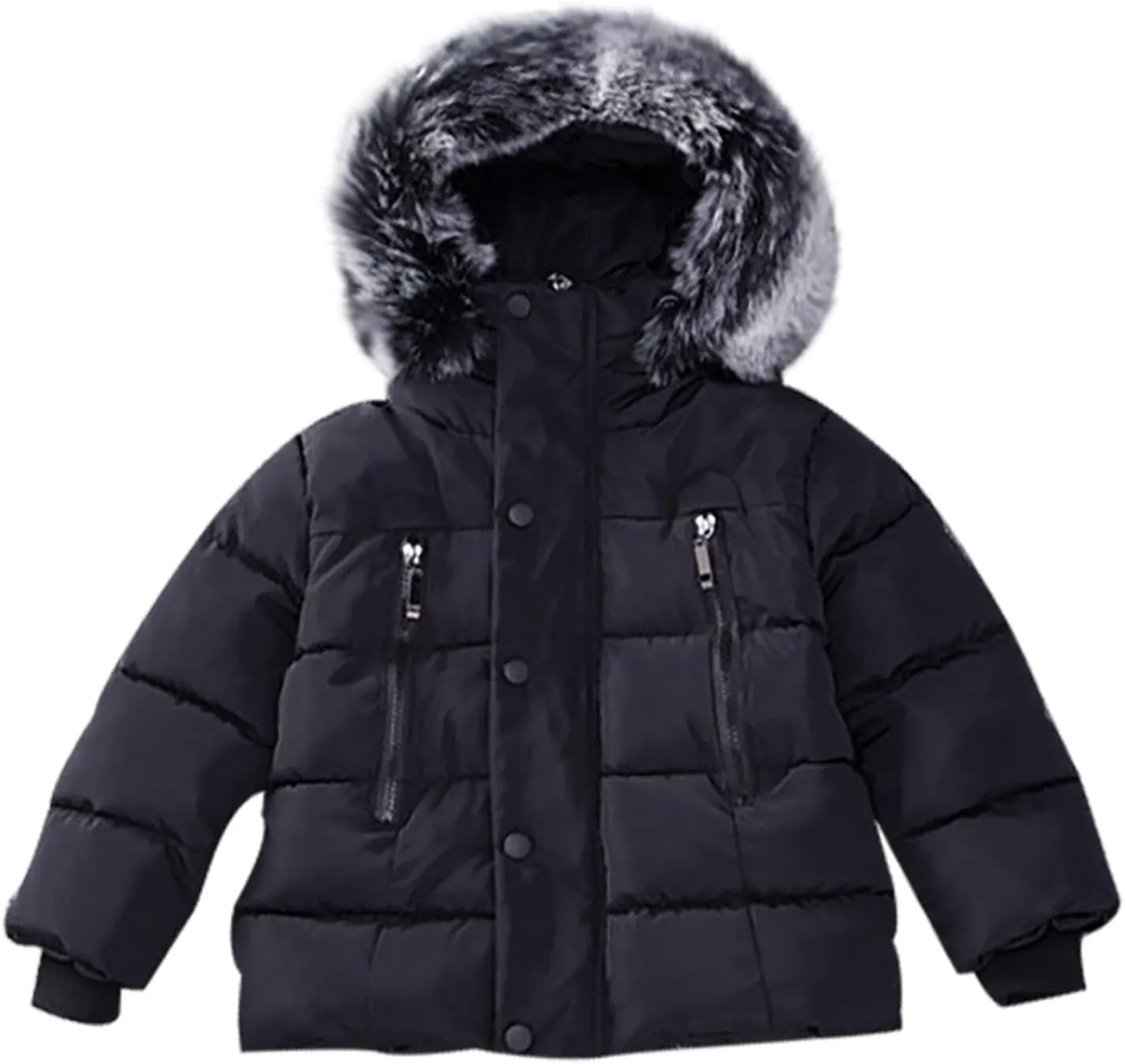 Toddler Coat Thicken Fur Collar Hoodie Jacket Warm Baby Winter Puffer Parka Padded Jacket Baby Boys Girls Outerwear