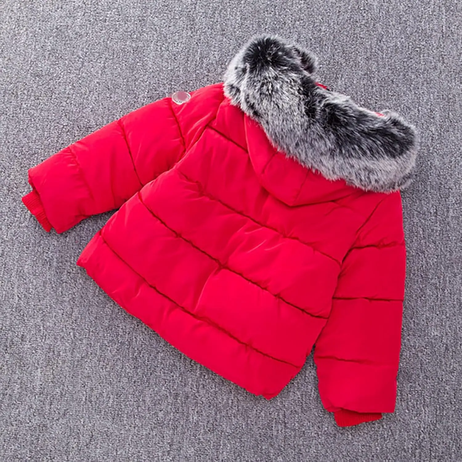 Toddler Coat Thicken Fur Collar Hoodie Jacket Warm Baby Winter Puffer Parka Padded Jacket Baby Boys Girls Outerwear