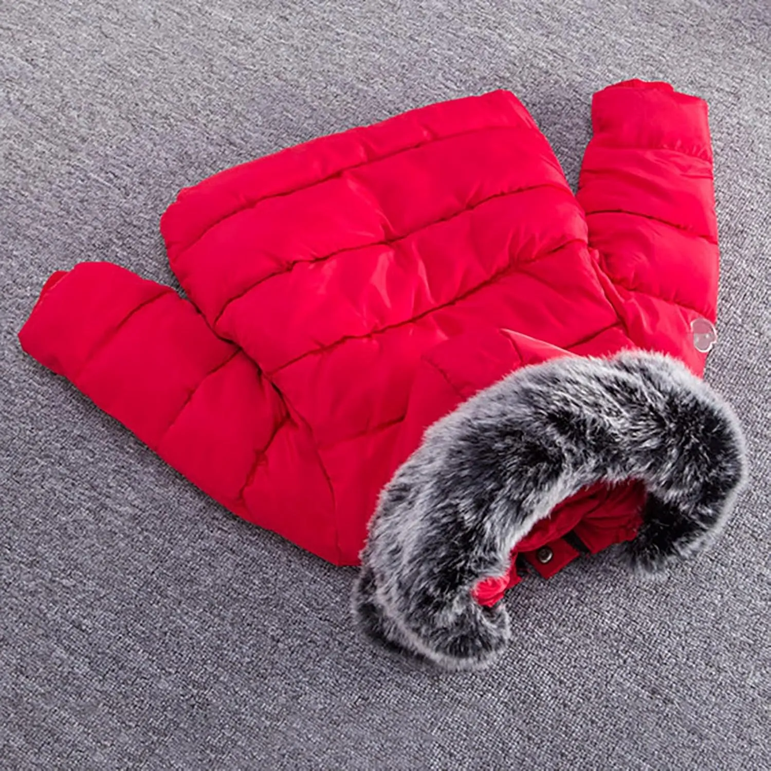 Toddler Coat Thicken Fur Collar Hoodie Jacket Warm Baby Winter Puffer Parka Padded Jacket Baby Boys Girls Outerwear