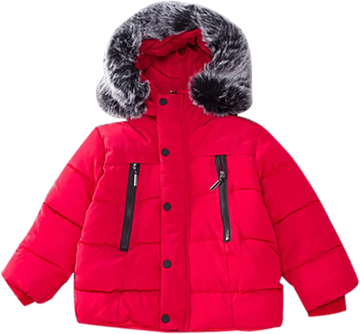 Toddler Coat Thicken Fur Collar Hoodie Jacket Warm Baby Winter Puffer Parka Padded Jacket Baby Boys Girls Outerwear