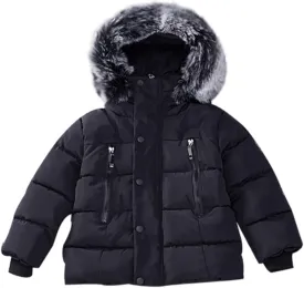 Toddler Coat Thicken Fur Collar Hoodie Jacket Warm Baby Winter Puffer Parka Padded Jacket Baby Boys Girls Outerwear
