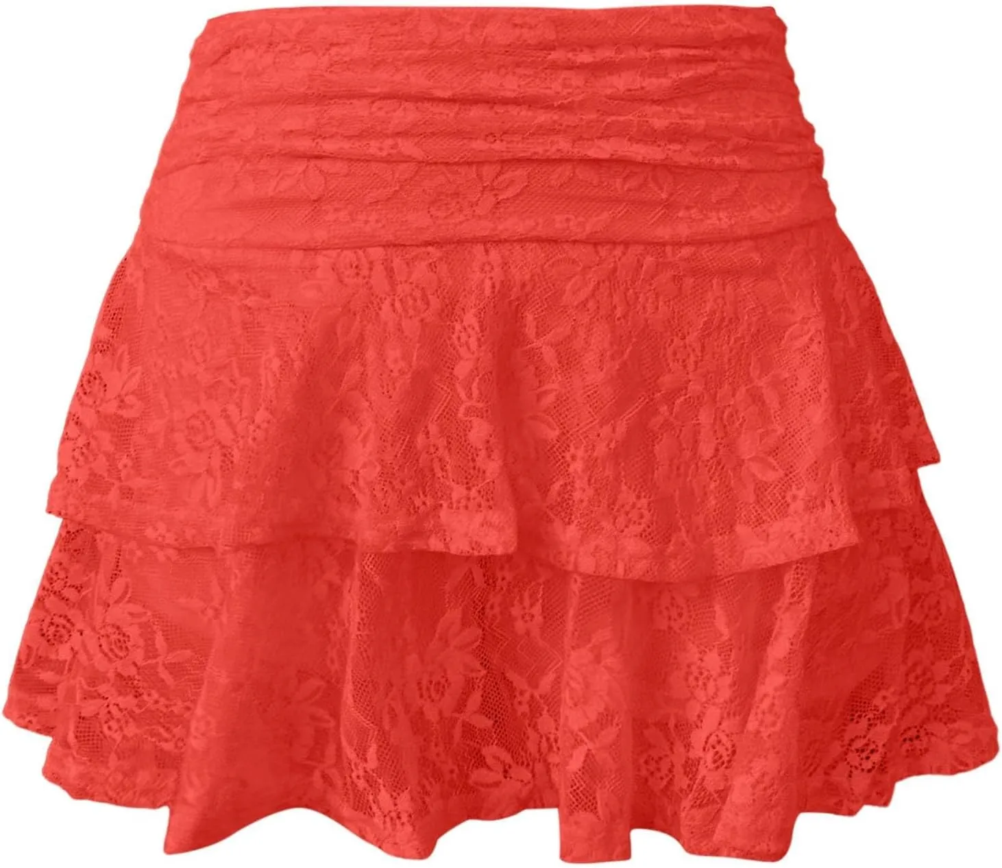 Women Flowy Shorts Skirts High Waist Ruffle Tiered Lace Mini Skirt Summer Cute Layered Casual Beach Travel Outfits