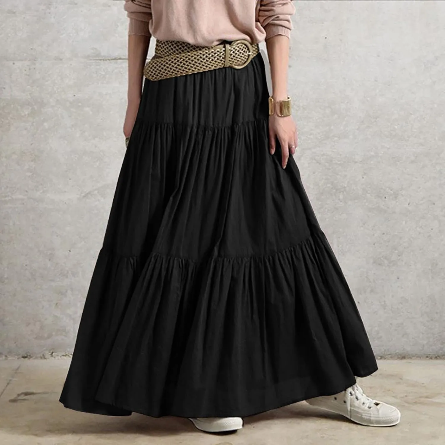 Women Long Lightweight Layered Skirt Party Night High Waist Pleated A Line Swing Skirt Maternity Pencil Skirt